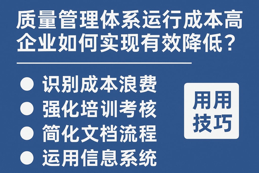 质量管理体系运行成本高，企业如何实现有效降低？实用技巧