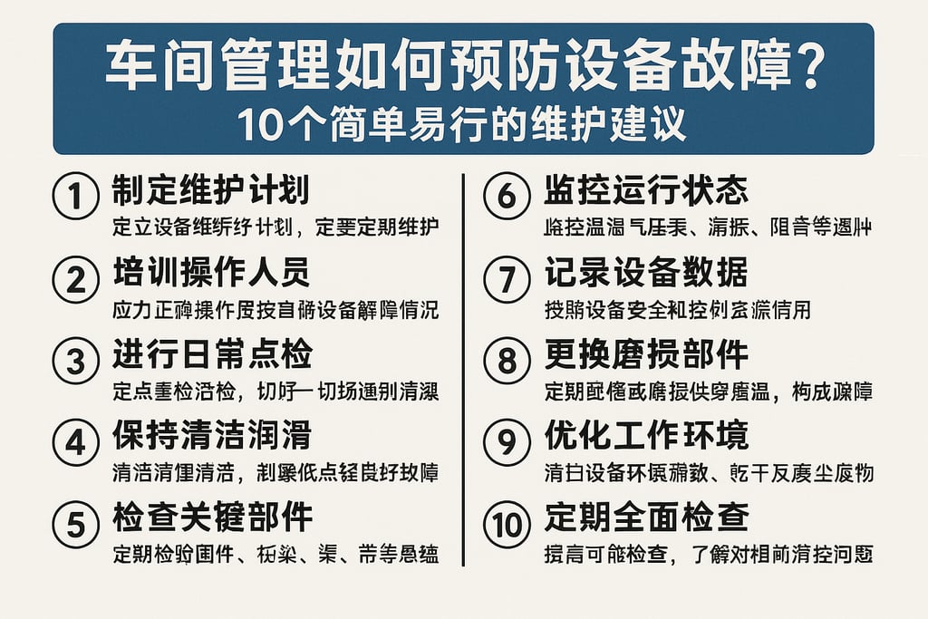 车间管理如何预防设备故障？10个简单易行的维护建议