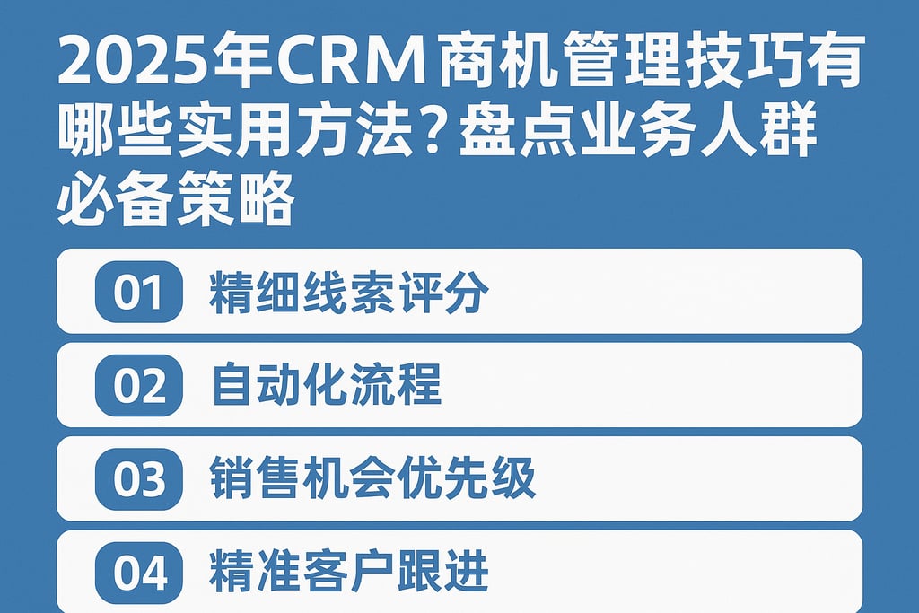 2025年CRM商机管理技巧有哪些实用方法？盘点业务人群必备策略