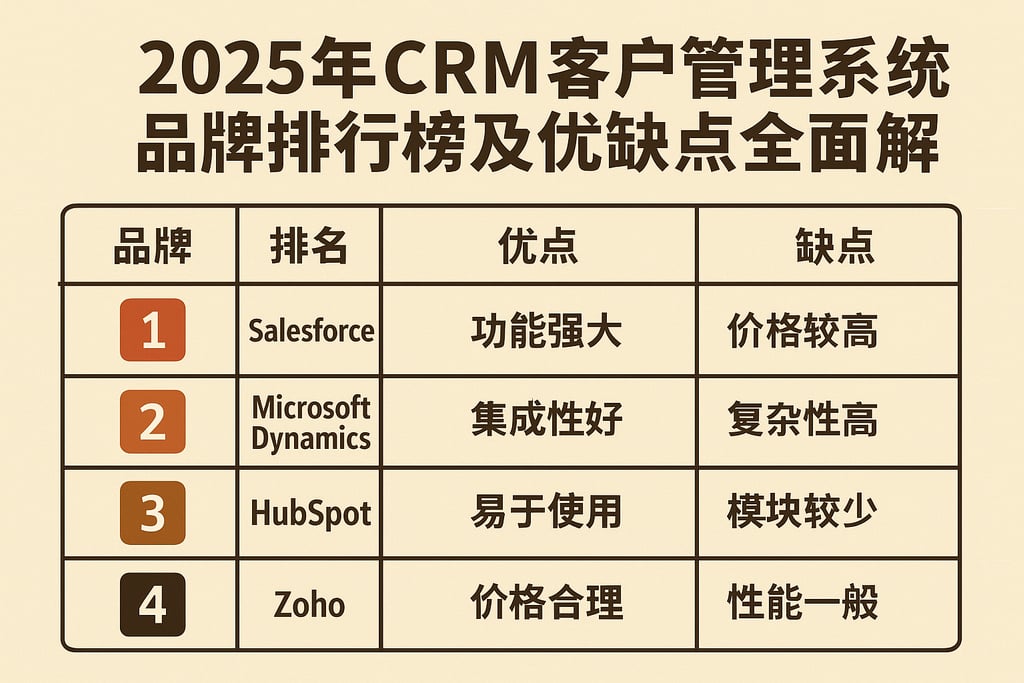 2025年CRM客户管理系统品牌排行榜及优缺点全面解析