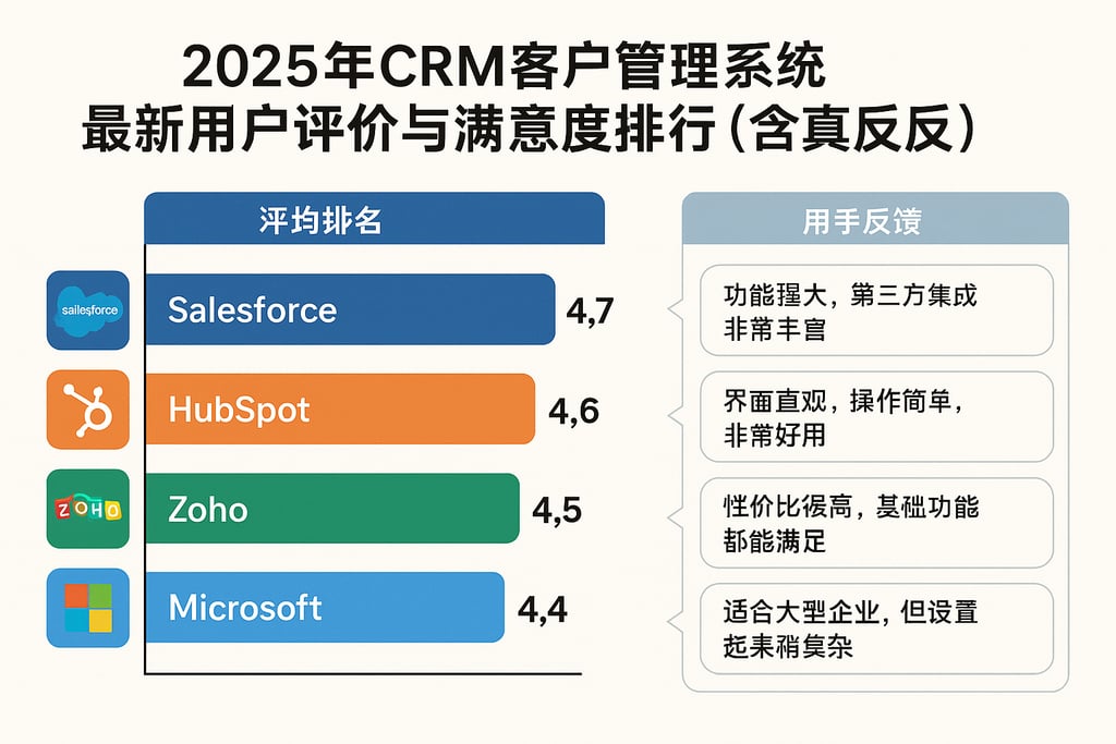 2025年CRM客户管理系统最新用户评价与满意度排行榜（含真实反馈）