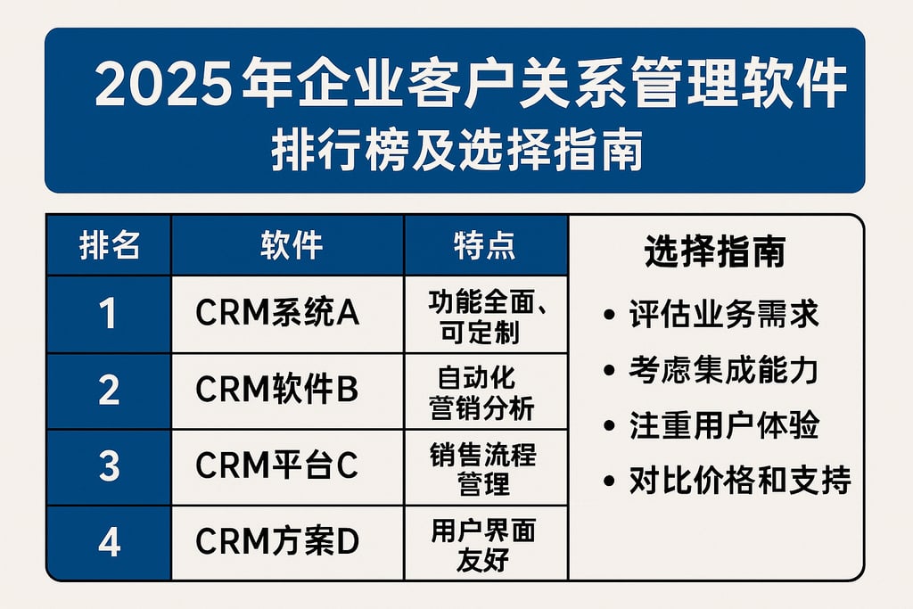 2025年企业客户关系管理软件排行榜及选择指南