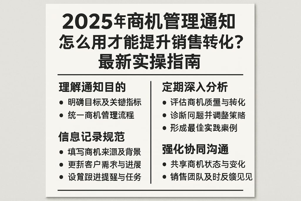 2025年商机管理通知怎么用才能提升销售转化率？最新实操指南