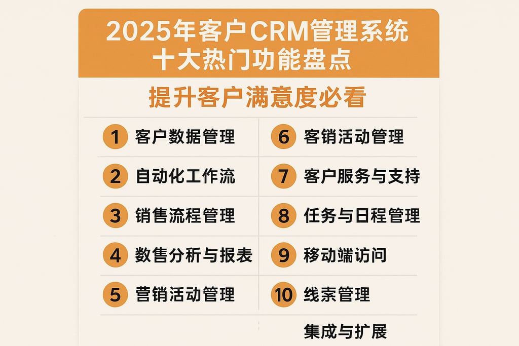 2025年客户CRM管理系统十大热门功能盘点，提升客户满意度必看