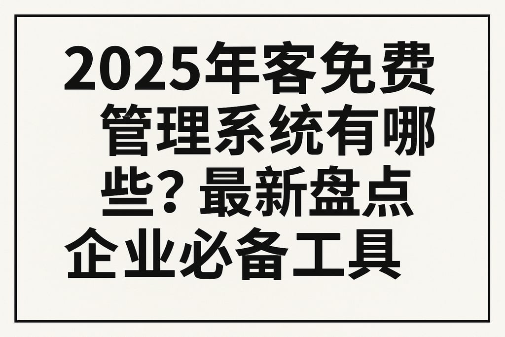 2025年客户免费管理系统有哪些？最新盘点企业必备工具