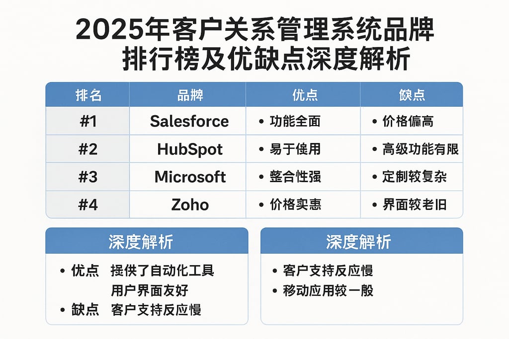2025年客户关系管理系统品牌排行榜及优缺点深度解析