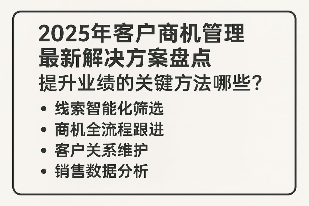 2025年客户商机管理最新解决方案盘点，提升业绩的关键方法有哪些？