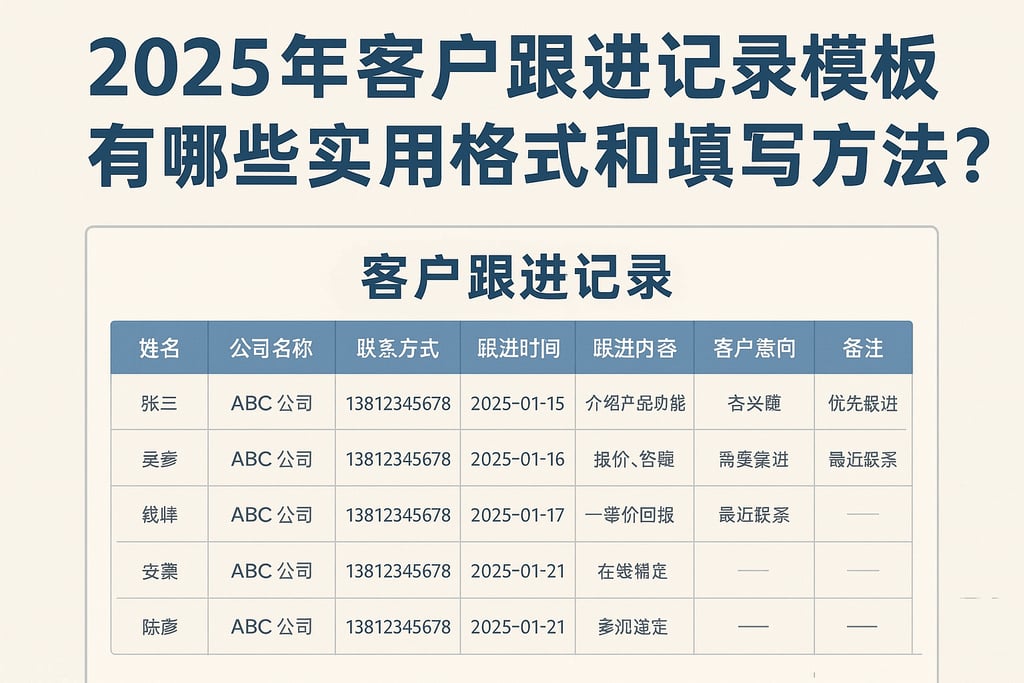 2025年客户跟进记录模板有哪些实用格式和填写方法？