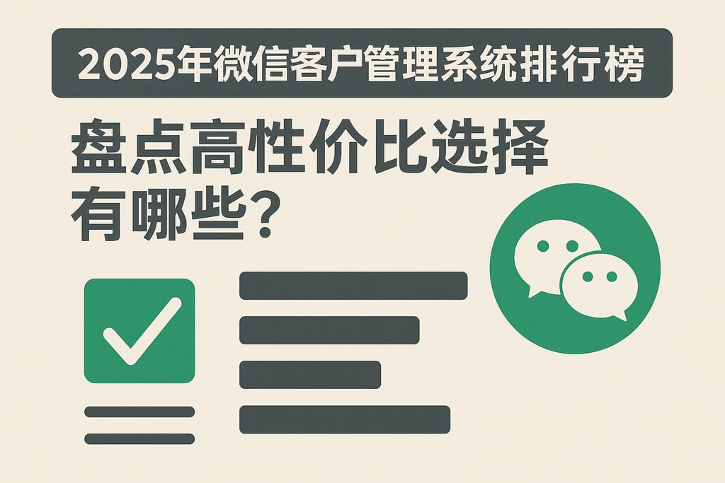 2025年微信客户管理系统排行榜，盘点高性价比选择有哪些？