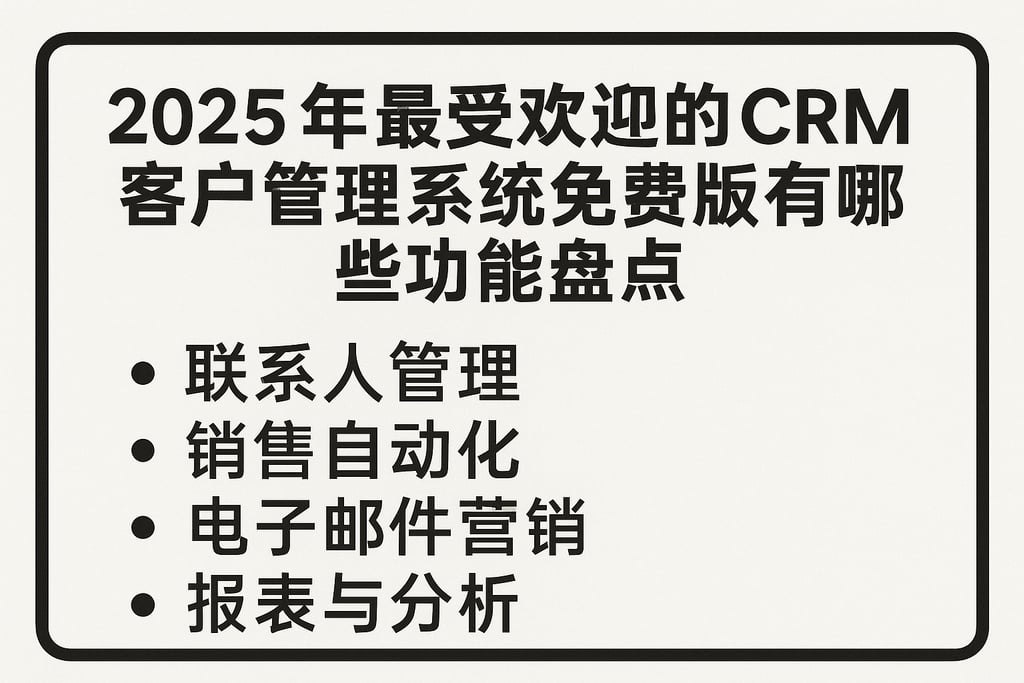 2025年最受欢迎的CRM客户管理系统免费版有哪些功能盘点