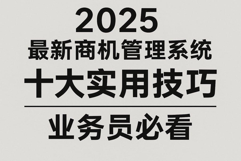 2025年最新商机管理系统十大实用技巧，业务员必看