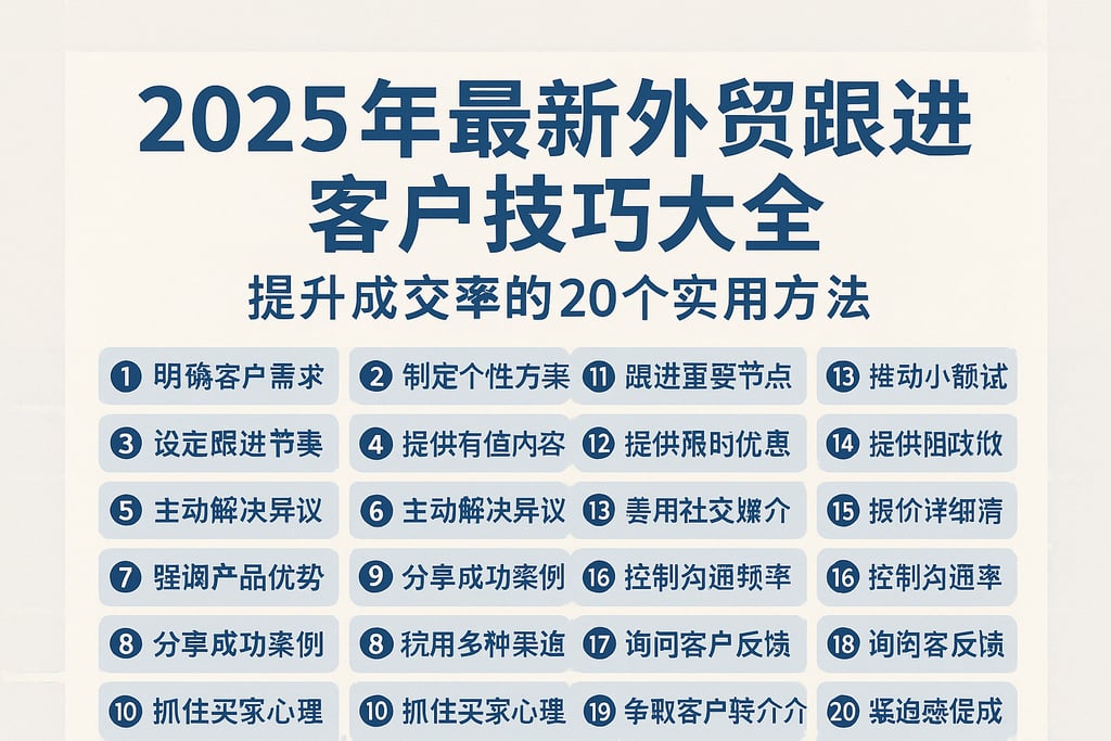 2025年最新外贸跟进客户技巧大全，提升成交率的20个实用方法
