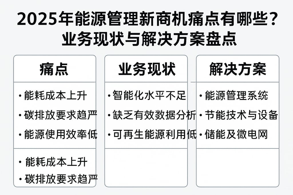 2025年能源管理新商机痛点有哪些？业务现状与解决方案盘点