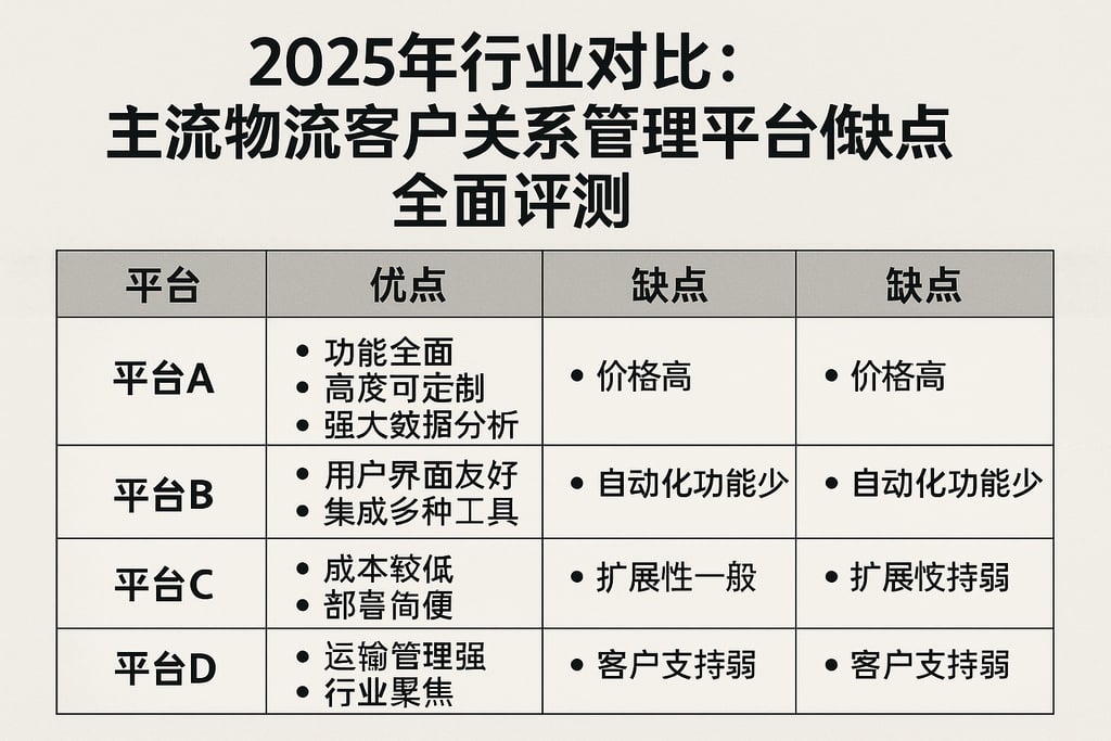 2025年行业对比：主流物流客户关系管理平台优缺点全面评测