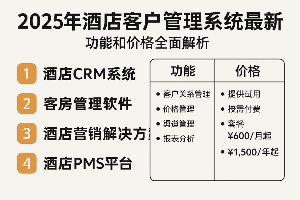 2025年酒店客户管理系统最新排行榜，功能和价格全面解析
