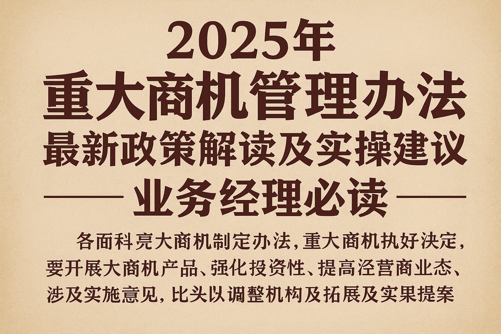 2025年重大商机管理办法最新政策解读及实操建议，业务经理必读