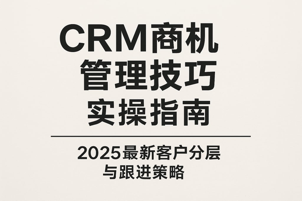 CRM商机管理技巧实操指南：2025最新客户分层与跟进策略