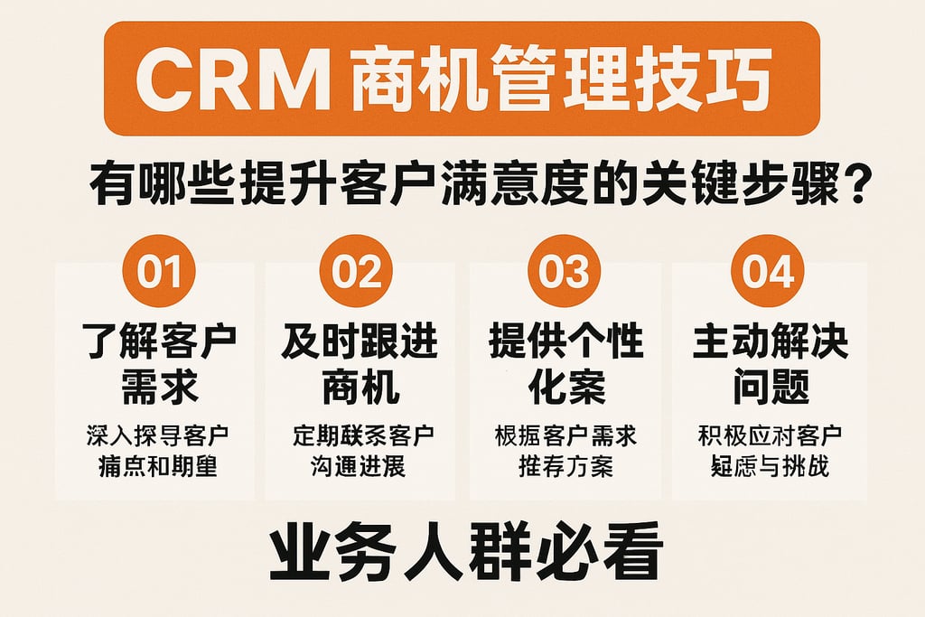 CRM商机管理技巧有哪些提升客户满意度的关键步骤？业务人群必看