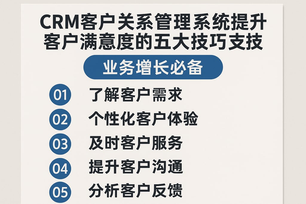 CRM客户关系管理系统提升客户满意度的五大技巧，业务增长必备