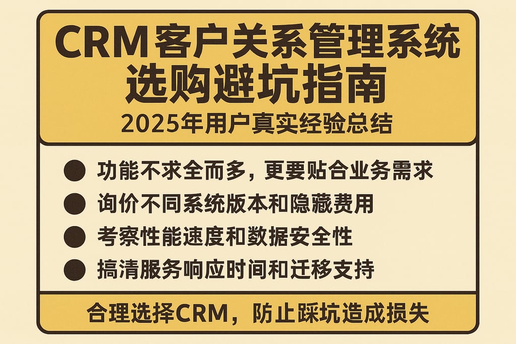 CRM客户关系管理系统选购避坑指南，2025年用户真实经验总结