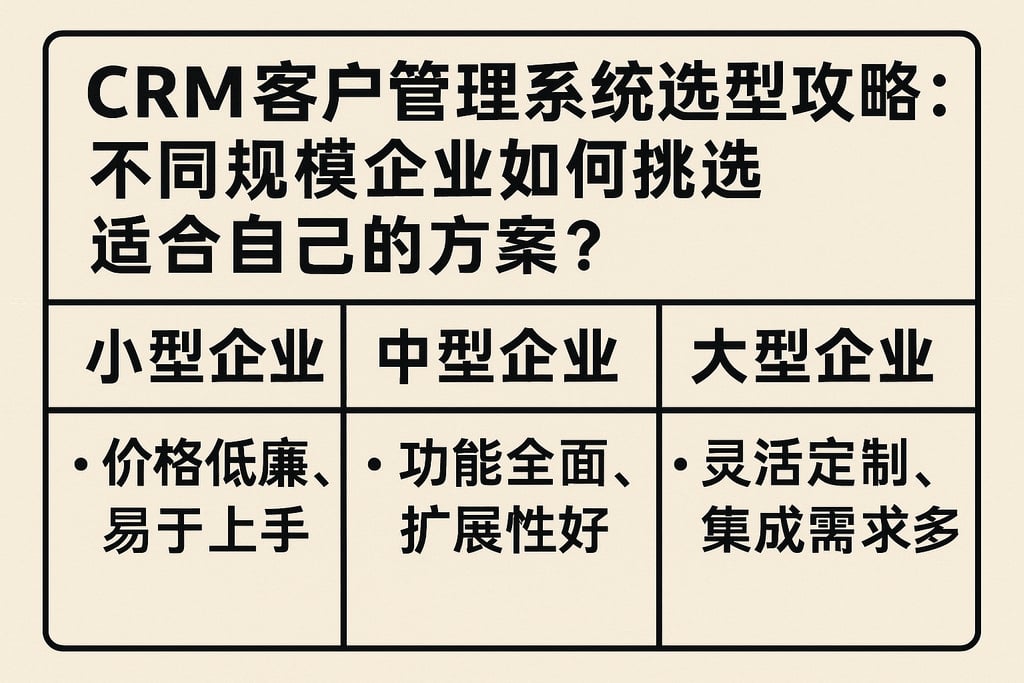CRM客户管理系统选型攻略：不同规模企业如何挑选适合自己的方案？