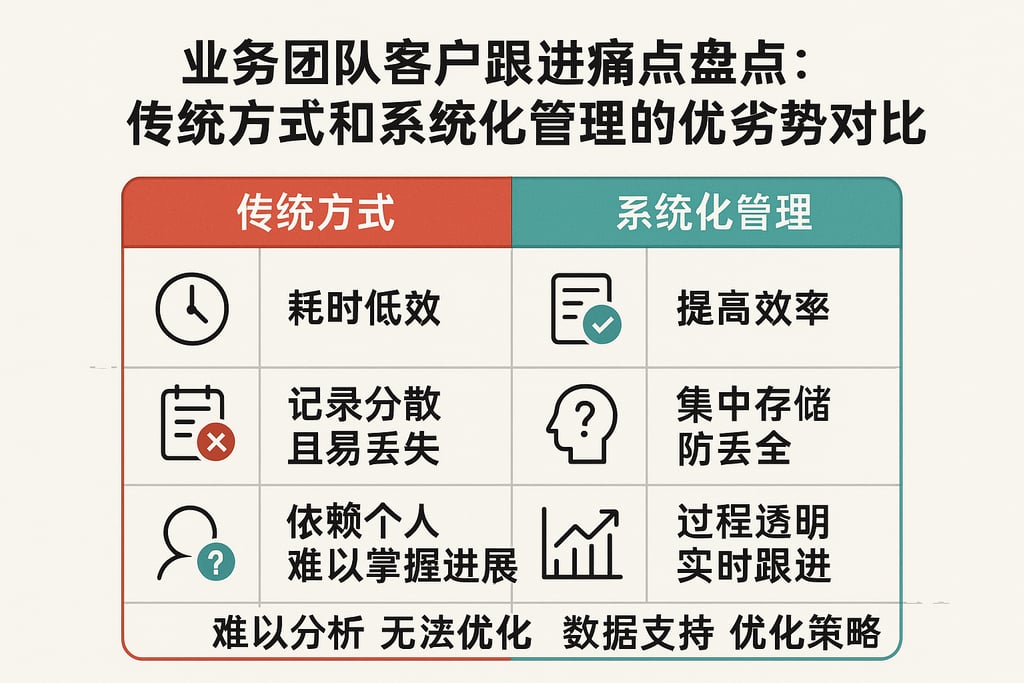业务团队客户跟进痛点盘点：传统方式和系统化管理的优劣势对比