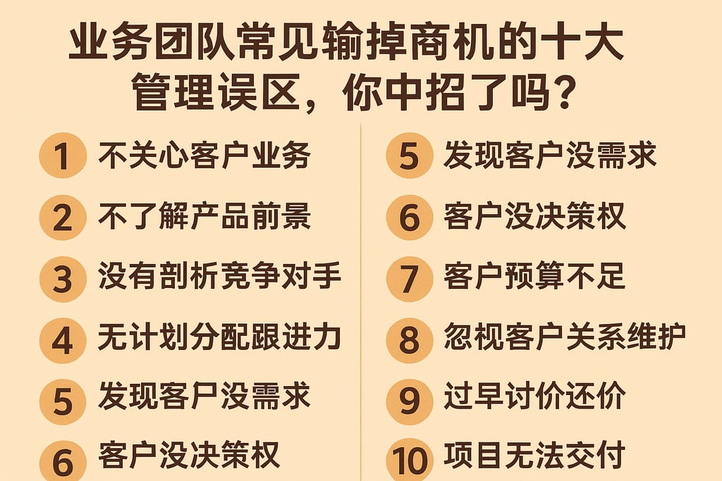 业务团队常见输掉商机的十大管理误区，你中招了吗？