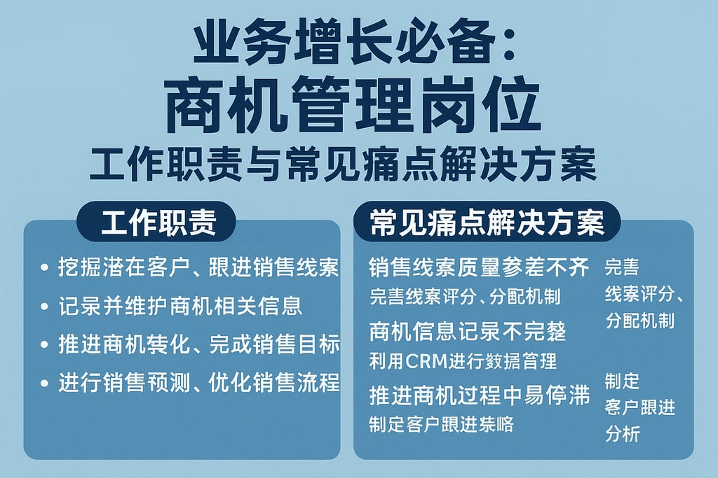 业务增长必备：商机管理岗位工作职责与常见痛点解决方案