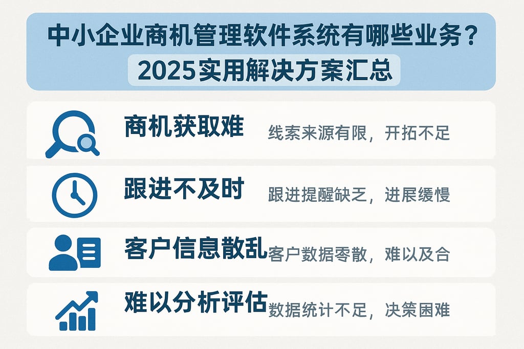 中小企业商机管理软件系统有哪些业务痛点？2025实用解决方案汇总