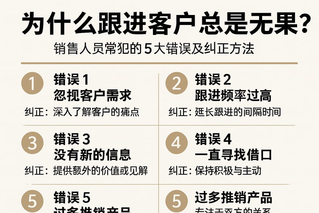 为什么跟进客户总是无果？销售人员常犯的5大错误及纠正方法