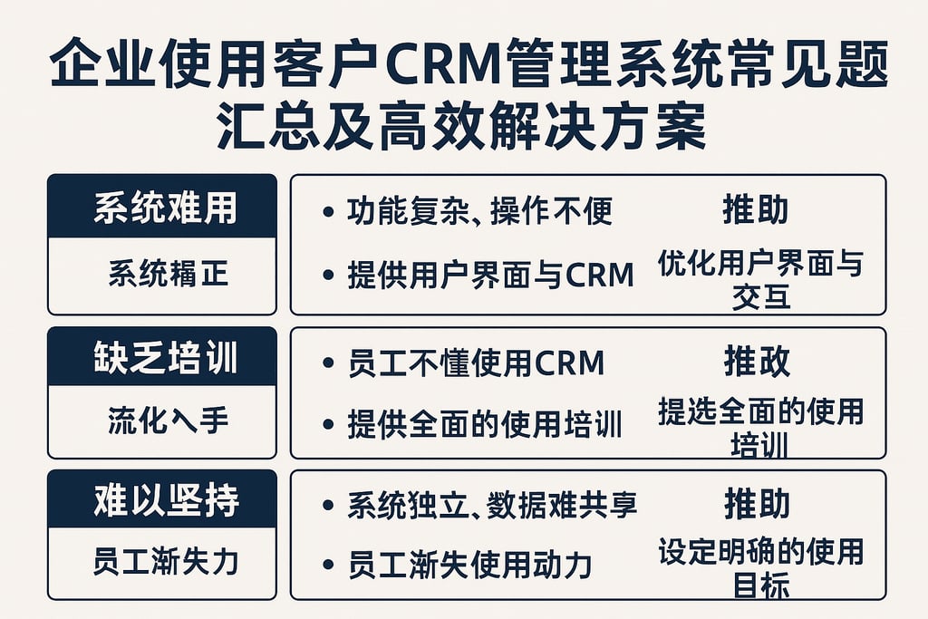 企业使用客户CRM管理系统常见难题汇总及高效解决方案