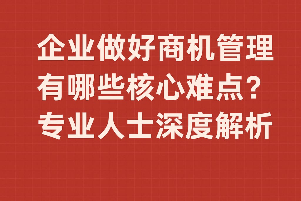 企业做好商机管理有哪些核心难点？专业人士深度解析