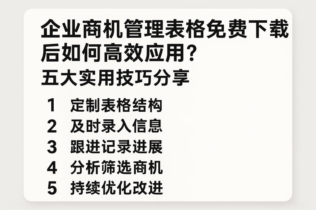 企业商机管理表格免费下载后如何高效应用？五大实用技巧分享
