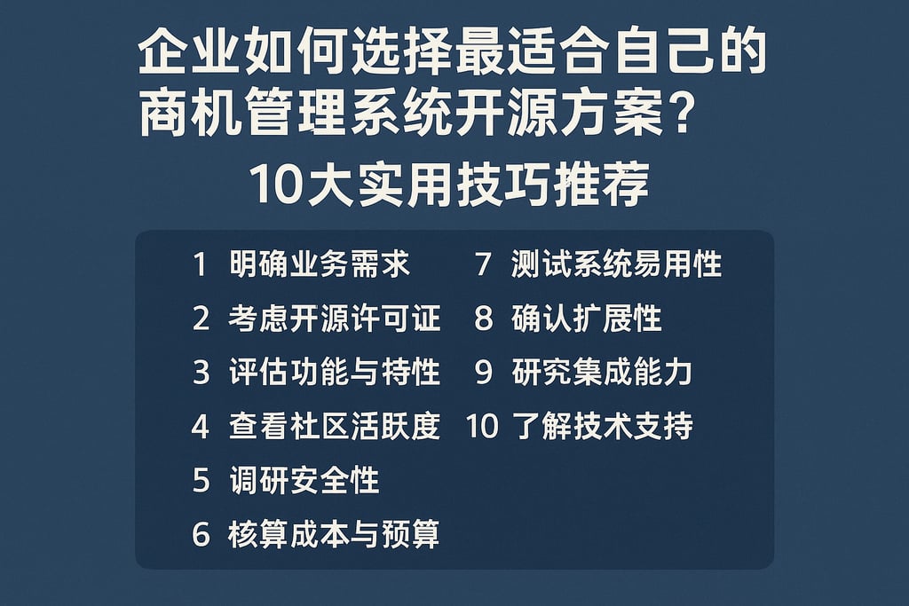 企业如何选择最适合自己的商机管理系统开源方案？10大实用技巧推荐