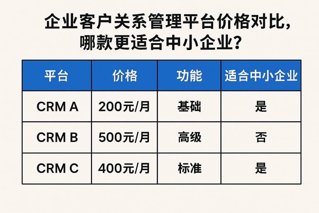 企业客户关系管理平台价格对比，哪款更适合中小企业？