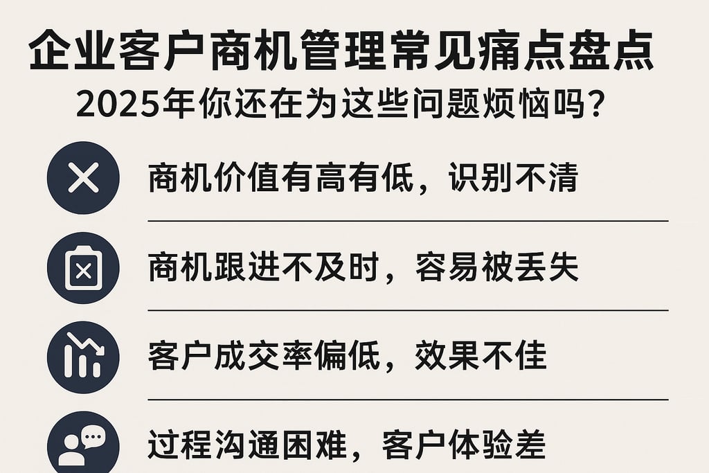 企业客户商机管理常见痛点盘点，2025年你还在为这些问题烦恼吗？
