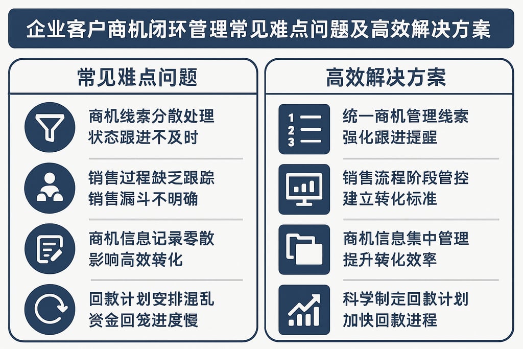 企业客户商机闭环管理常见难点问题及高效解决方案推荐