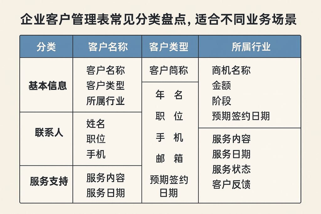 企业客户管理表常见分类盘点，适合不同业务场景