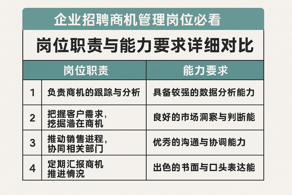 企业招聘商机管理岗位必看，岗位职责与能力要求详细对比