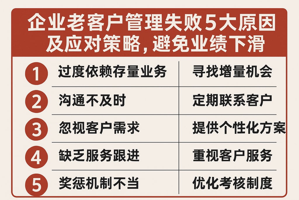 企业老客户管理失败的5大原因及应对策略，避免业绩下滑