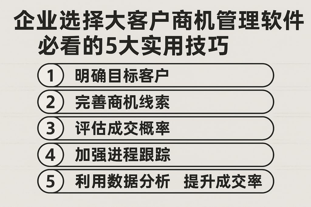 企业选择大客户商机管理软件必看的5大实用技巧，提升成交率