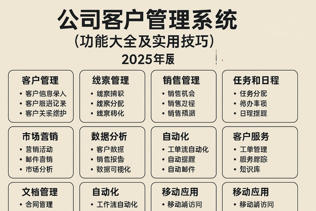 公司客户管理系统功能大全及实用技巧，2025年最新整理