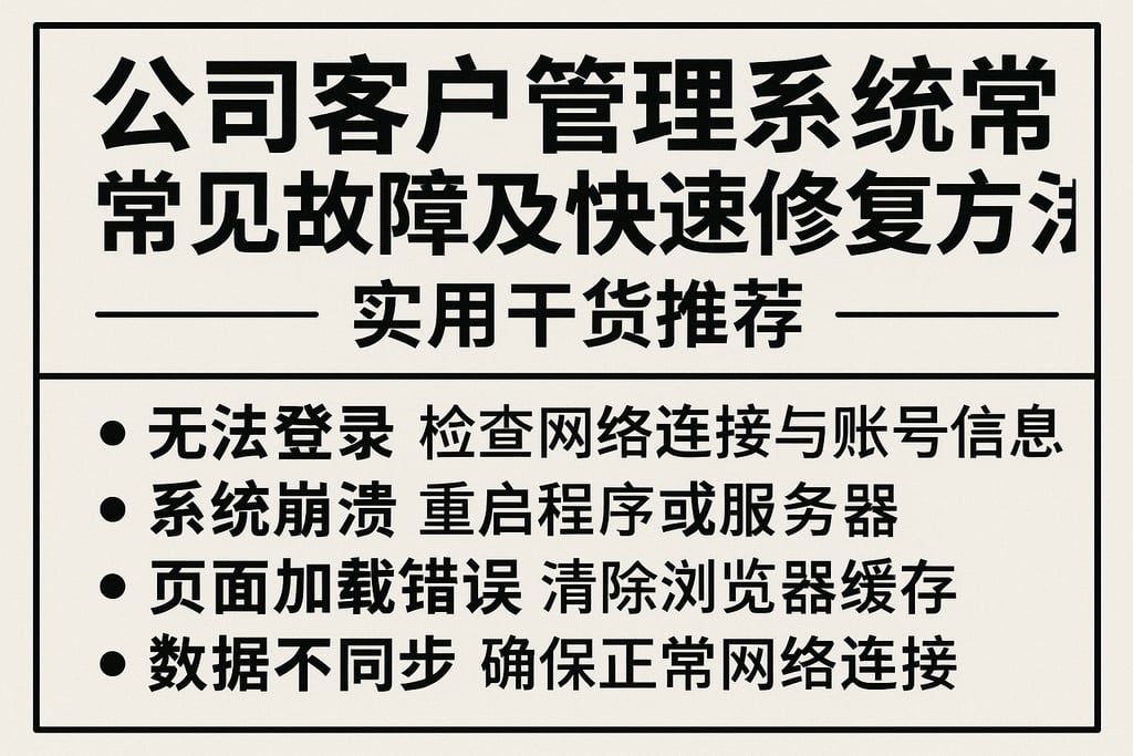 公司客户管理系统常见故障及快速修复方法，实用干货推荐