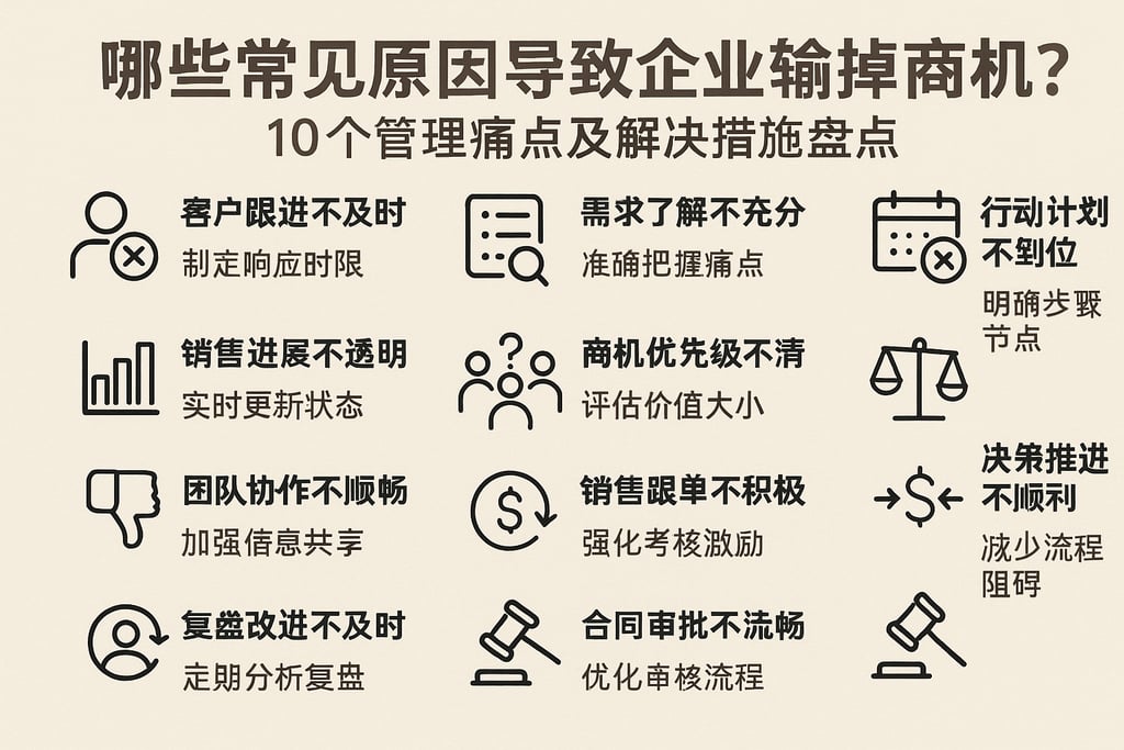 哪些常见原因导致企业输掉商机？10个管理痛点及解决措施盘点