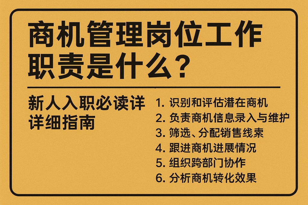 商机管理岗位工作职责是什么？新人入职必读详细指南