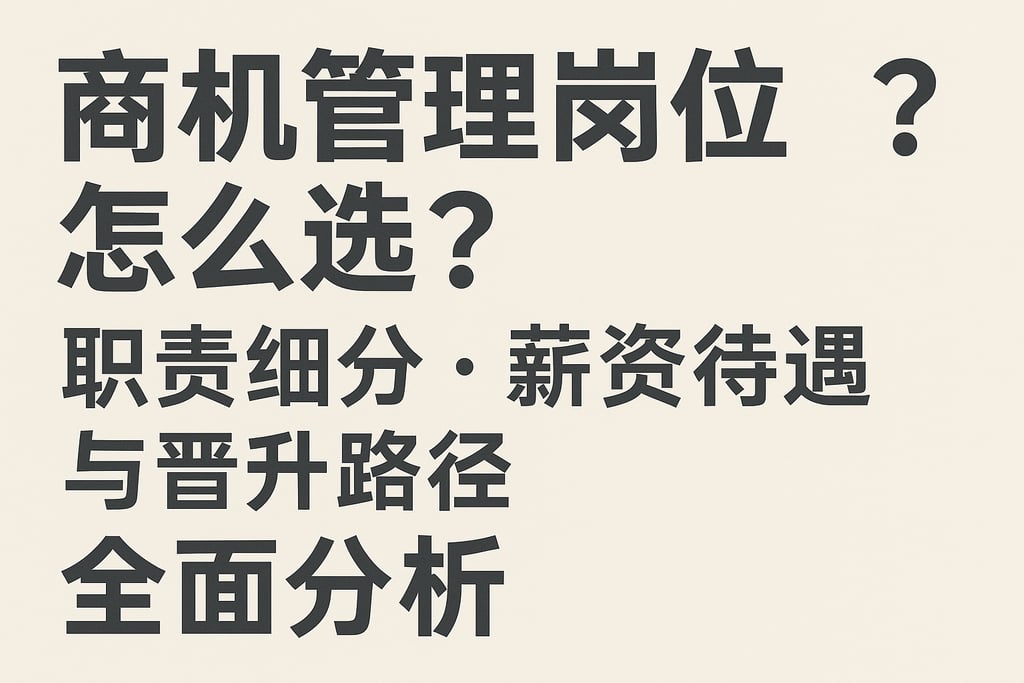 商机管理岗位怎么选？职责细分、薪资待遇与晋升路径全面分析