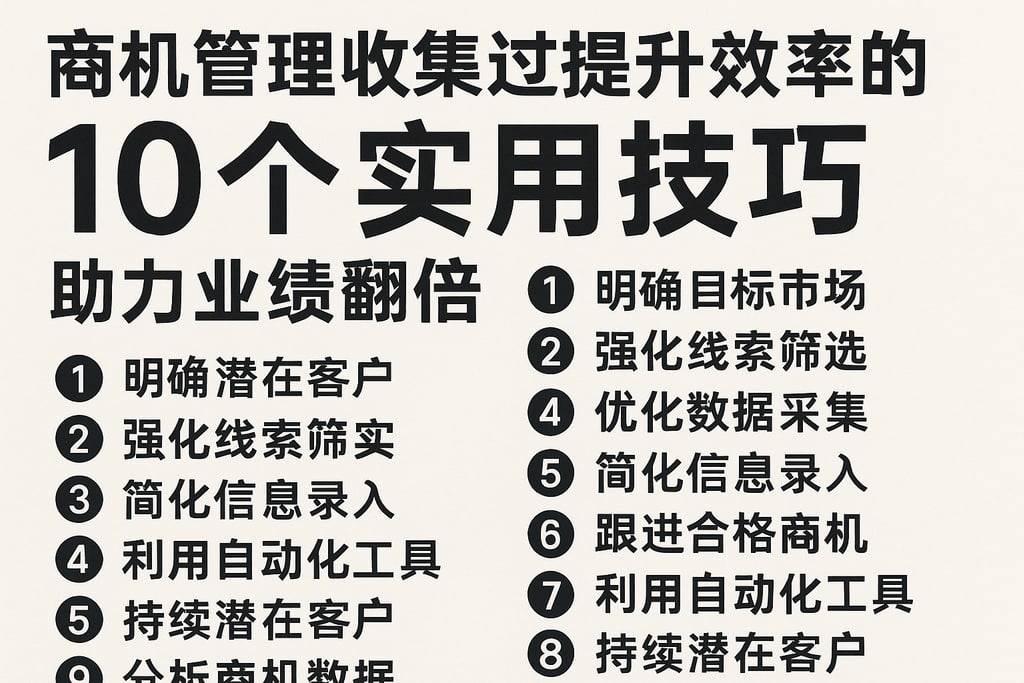 商机管理收集流程提升效率的10个实用技巧，助力业绩翻倍