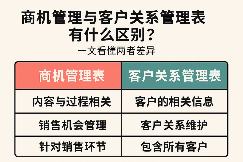 商机管理表内容与客户关系管理表有什么区别？一文看懂两者差异