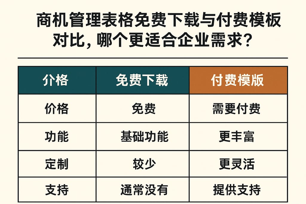 商机管理表格免费下载与付费模板对比，哪个更适合企业需求？