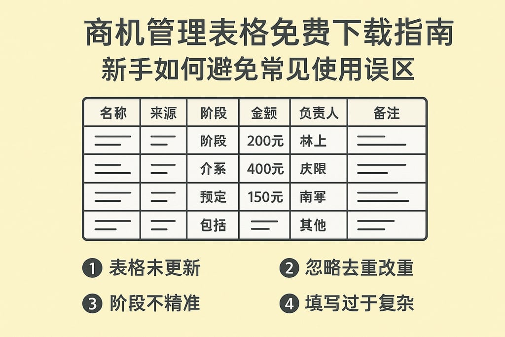 商机管理表格免费下载指南：新手如何避免常见使用误区